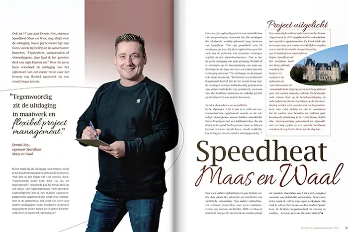 Tijdschrift van een bedrijf met een redactionele foto van een medewerker door een bedrijfsfotograaf uit Waalwijk
